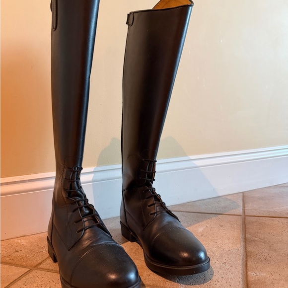 Black Tall Horseback Riding Boots - Horze Brand Size 38W (8W in US) - Picture 3 of 11